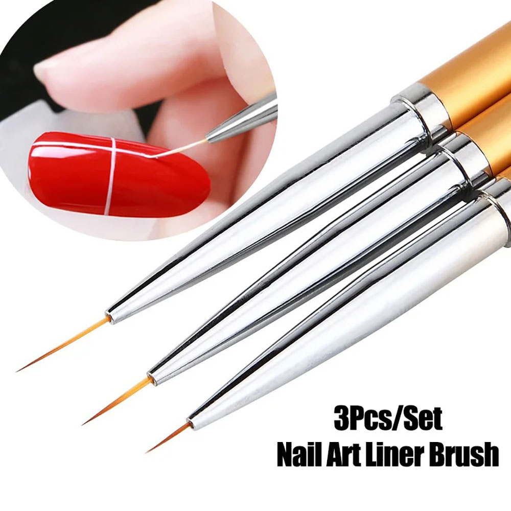 Detailing Brush Set - 3 szt. Złote pędzelki do zdobienia